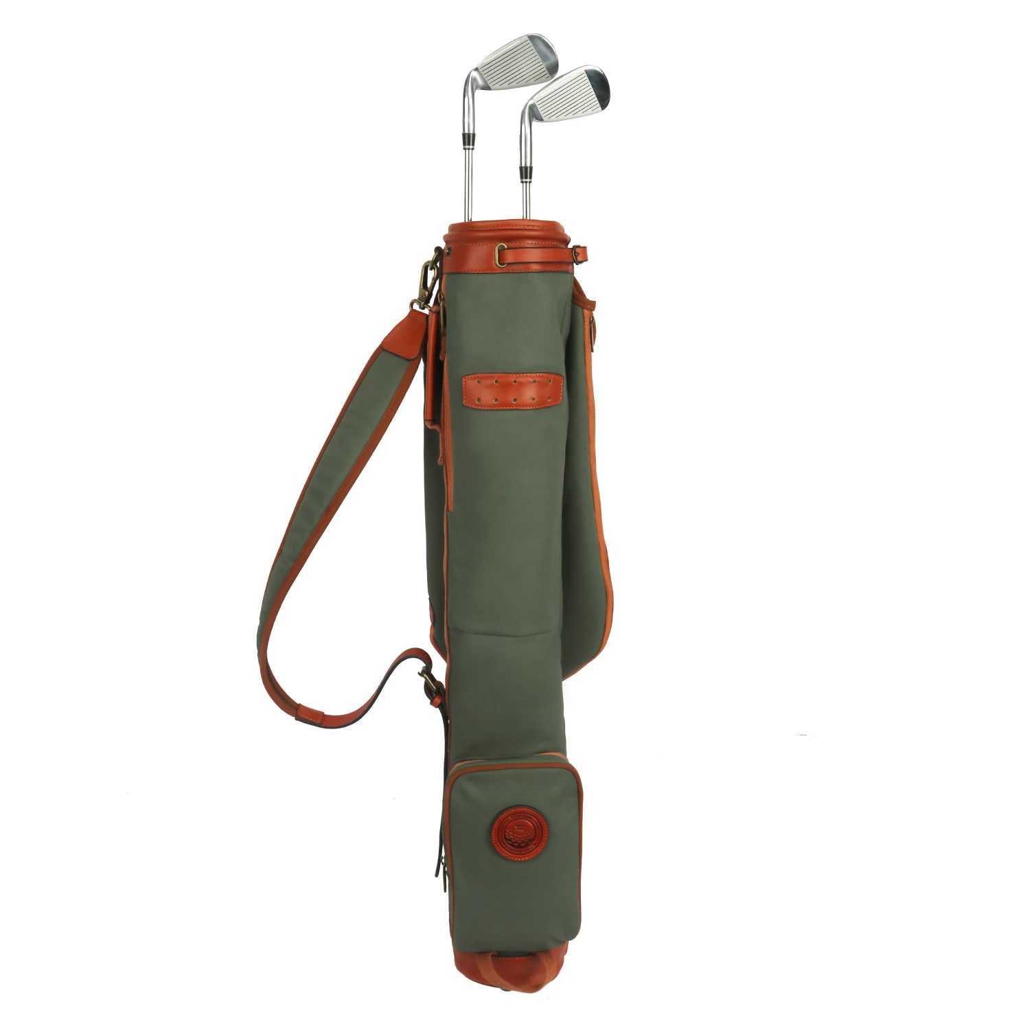 Tourbon Vintage Golf Club Bag Carrier Canvas Leather Golf Sunday Bag Waxed Waterproof Fleece Padded Pencil Style Cover 84CM J251008