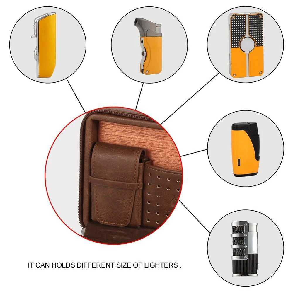 GNER Leather Cigar Humidor Travel Cedar Wood Cigar Case 4 Tube Holder Sigaar Box For Cigars Outdoor Humidor Box Y251008