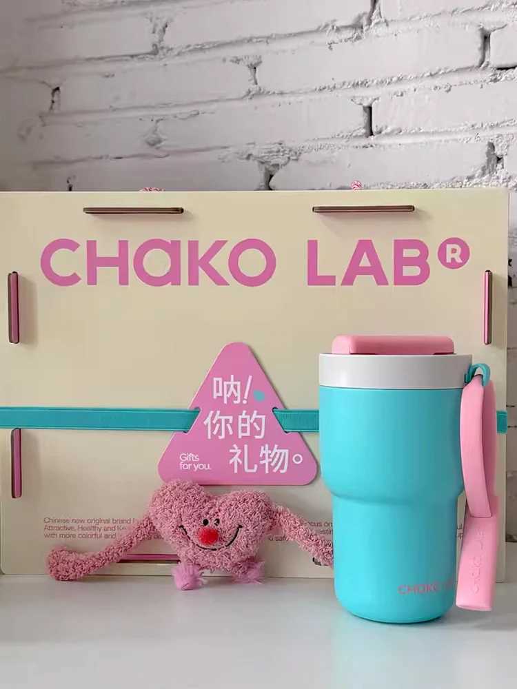Chakolab 530ML Thermos Cup With Ceramic Inner Pot Straw Coffee Cup Portable Outdoor Camping Water Glasss Birthday Gifts C251008