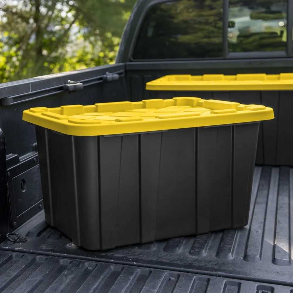 27 Gallon Heavy Duty Plastic Storage Bin with SnapOn Lid Stackable Totes Garage Basement Attic Transport and Organization C251008