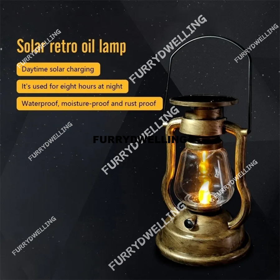 Garden Decorations LED Solar Light Dwe74 Retro Kerosene Lamp Powered Candle Hanging Outdoor Portable Lantern Courtyard Decor 221108