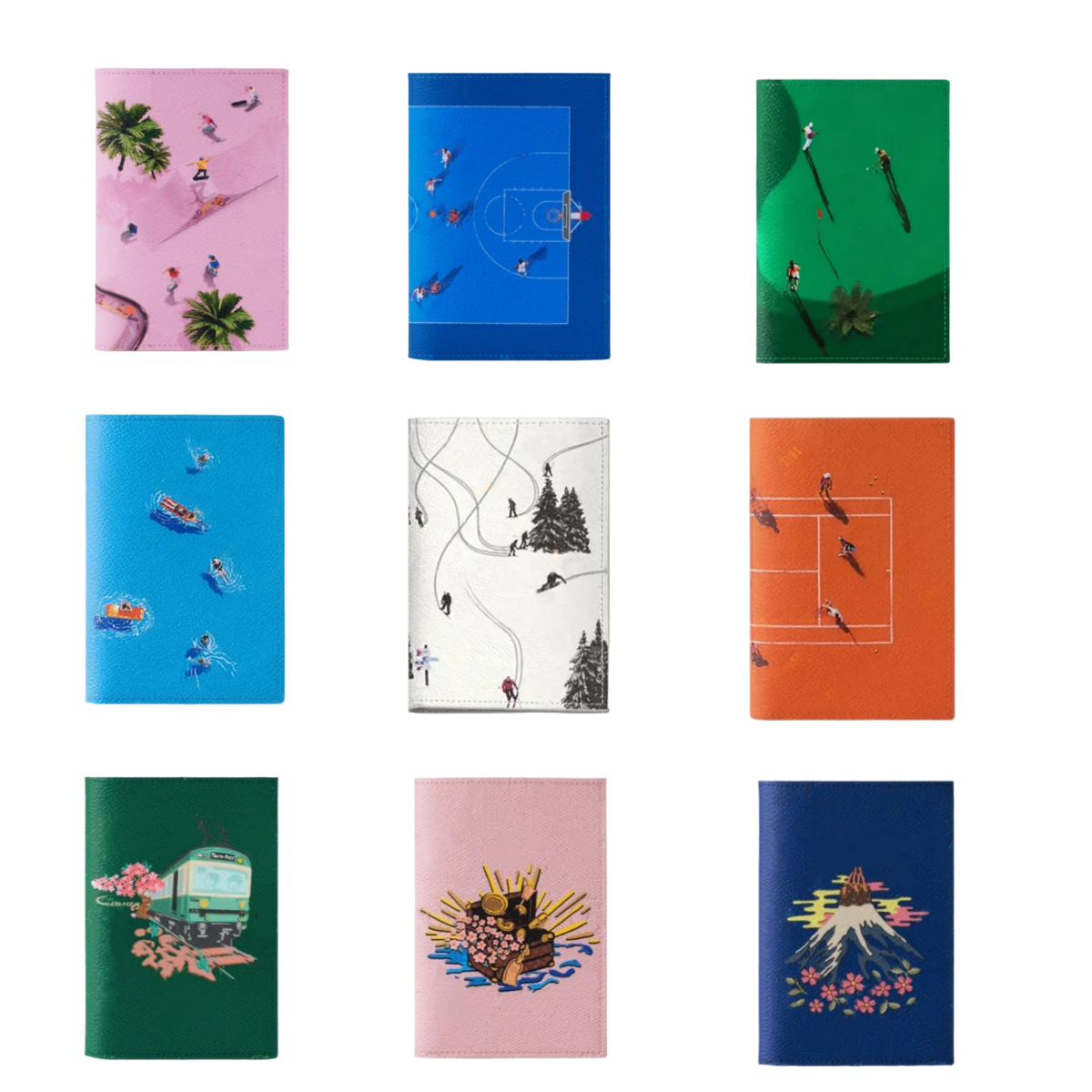 Brand Newest Vacation Skiing Style Card Holder Designer Passport Holder Men Genuine Leather Wallet Women Coin Credit Card Bag Luxury Cardholder Purse with Box