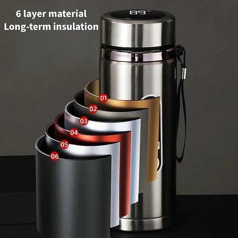 800ML1L Stainless Steel Thermos Bottle with LED Temperature Display Tea Water Bottle Vacuum Flask Portable Cups Water Bottle C251008