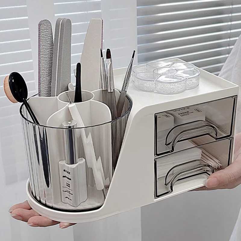 3 in 1 Nail Accessories Organizer Box Nail Art Tool Storage Box Swab Container Makeup Brush Holder Manicure Pen Organizer Store C251008