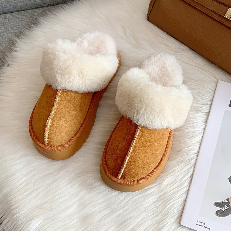 Free shipping designer Slippers Slippers plus size hairy snow boots thick soled flat bottomed womens cotton shoes for outerwear