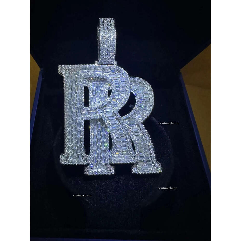 custom pendant cuban Moissanite chain Dia Necklace Iced Out Hip Hop Letter Name Pendant Chain For Men Custom Jewelry