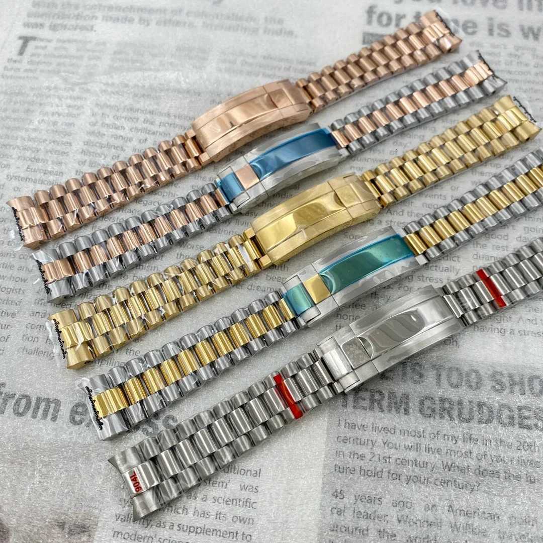 Watch Accessories Steel Finetuning Strap Pull Buckle Black Green Water Ghost 20mm Solid Fine Steel President Folding BraceletXJ251009