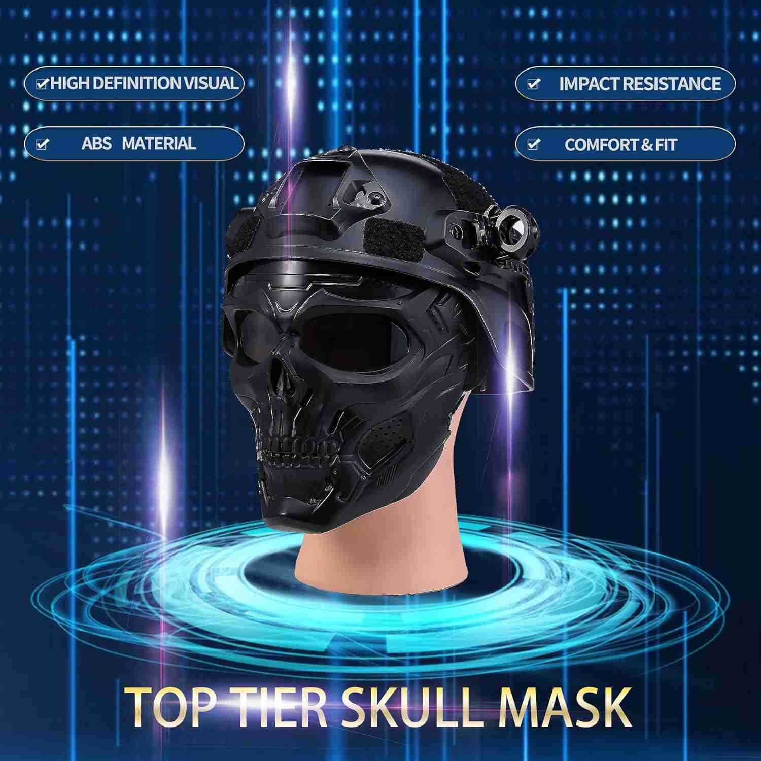 Airsoft Helmet and Mask Tactical Full Face Skull Mask Military Paintball Helmet with NVG Mountand Side Rail Complete Airsoft Gear W251008