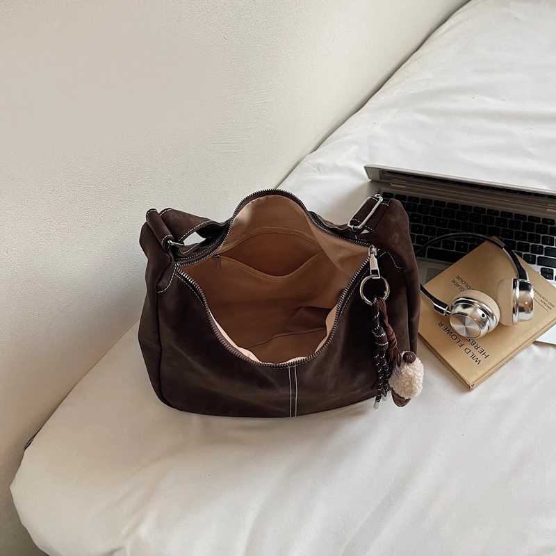 Designer Solid Quality Suede Shoder Bag Large Capacity Zipper Thread Fi Crossbody Bag Hot S Bags for Wen Bolsas Femini1 Y251120