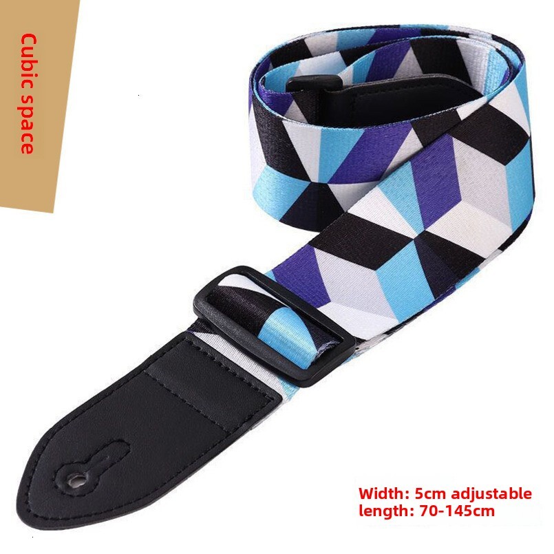 Adjustable PUNK Accessories Customizable Folk Acoustic Guitar Painted Printed PU Leather Strap