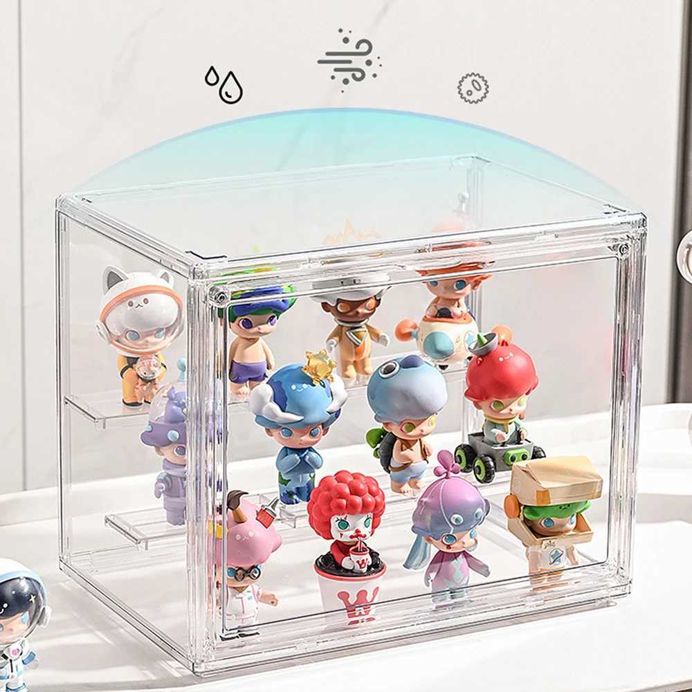 Blind Box Storage Display Rack Desktop Transparent Dustproof Handle Storage Large Capacity Bubble Mat Display Box C251008