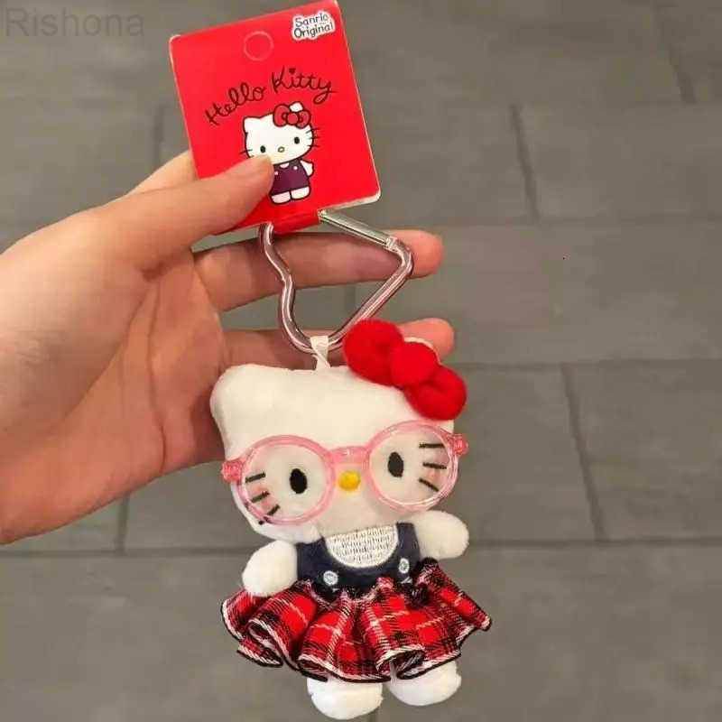 Sanrio Kawaii Hello Kitty Peripheral Pendant Doll Cute Fashion Sunglasses Kt Cat Keychain Backpack Accessories Christmas Gifts H251111