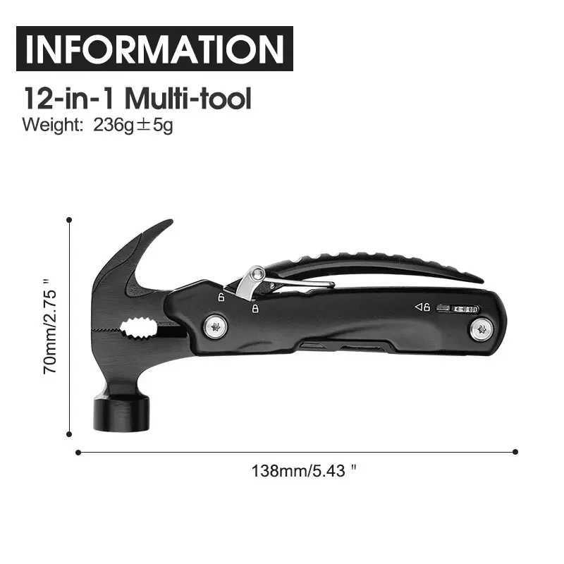 Multifunction Mini Hammer Camping Pliers Outdoor Survival Gear Folding Tool Hammer for Camping Accessories and Home Use J251121