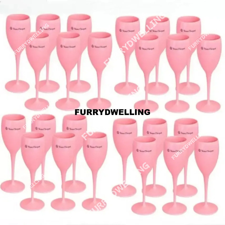 6Pcs 12Pcs 24Pcs Acrylic Veuve Dwe74 Pink Orange Champagne Flutes Wholesale Party Wine Glasses Cups Fy5883 0402
