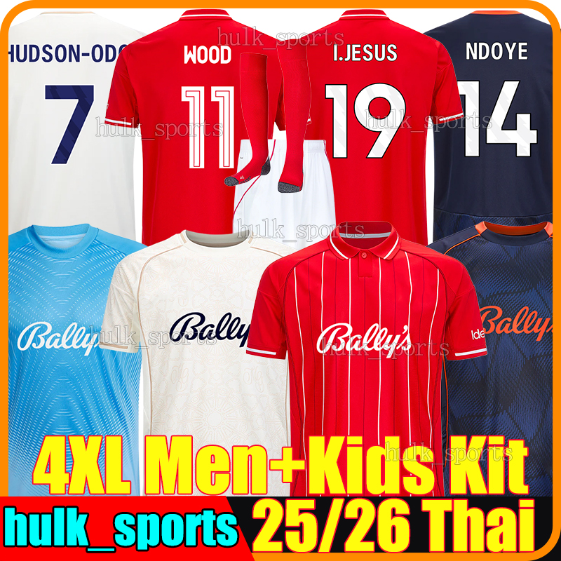 4XL 2025/26 NottinghamS Forest Soccer Jerseys I.JESUS WOOD NDOYE HUDSON-ODOI WILLIAMS KALIMUENDO GIBBS-WHITE MILENKOVIC SELS Men Kids Kits Socks sets football shirts