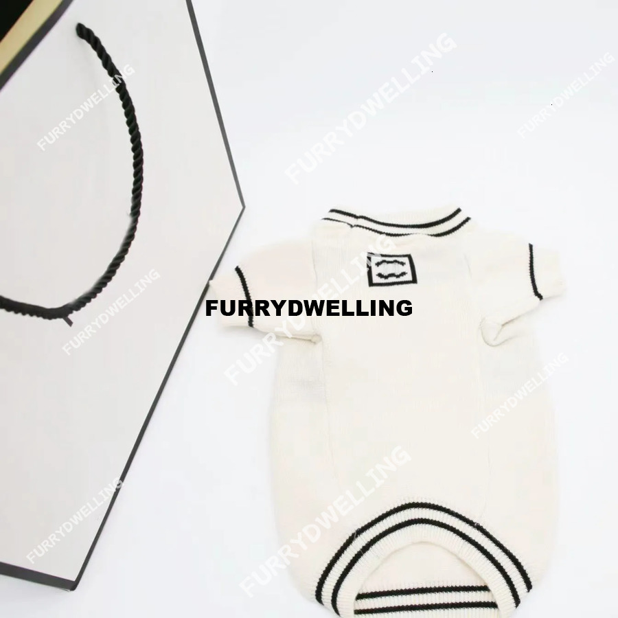 Designer Autumn/Winter Milk White Dog Classic Letter Striped Dwe74 Cat Knitted Sweater Teddy Schnauzer Bomei Pet Pure Cotton Warm Coat