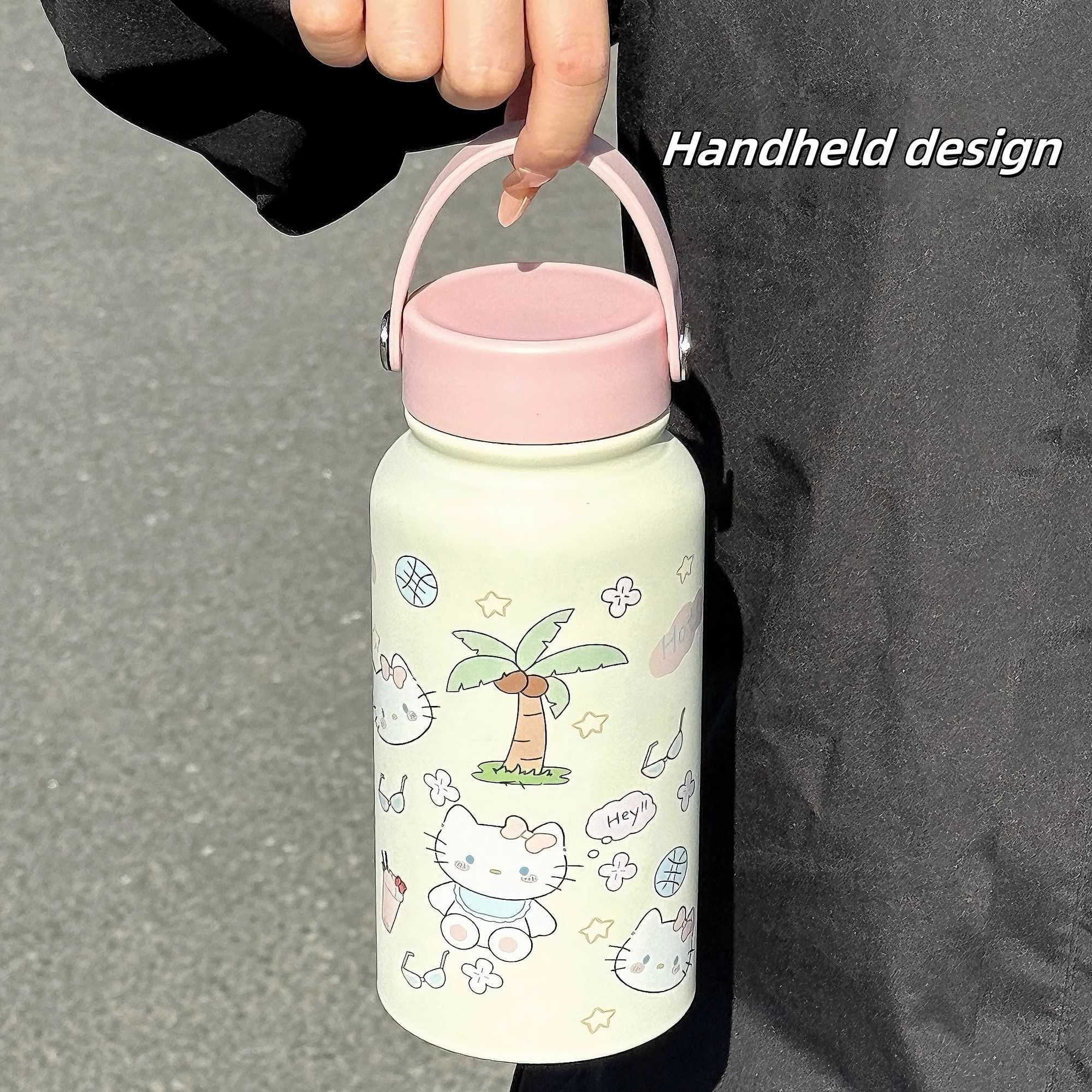 900ml Thermos Coffee Bottle Insulated Stainless Steel Water Bottle with Carry Handle Cute Dog Design Leakproof Wide Mouth Cup C251008