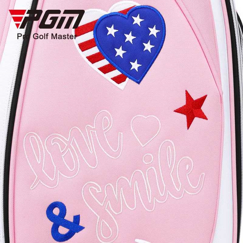 PGM QB135 Cute Female Travel Golf Bag Pink Nylon Golf Bag with Wheels for Women Golfers J251008