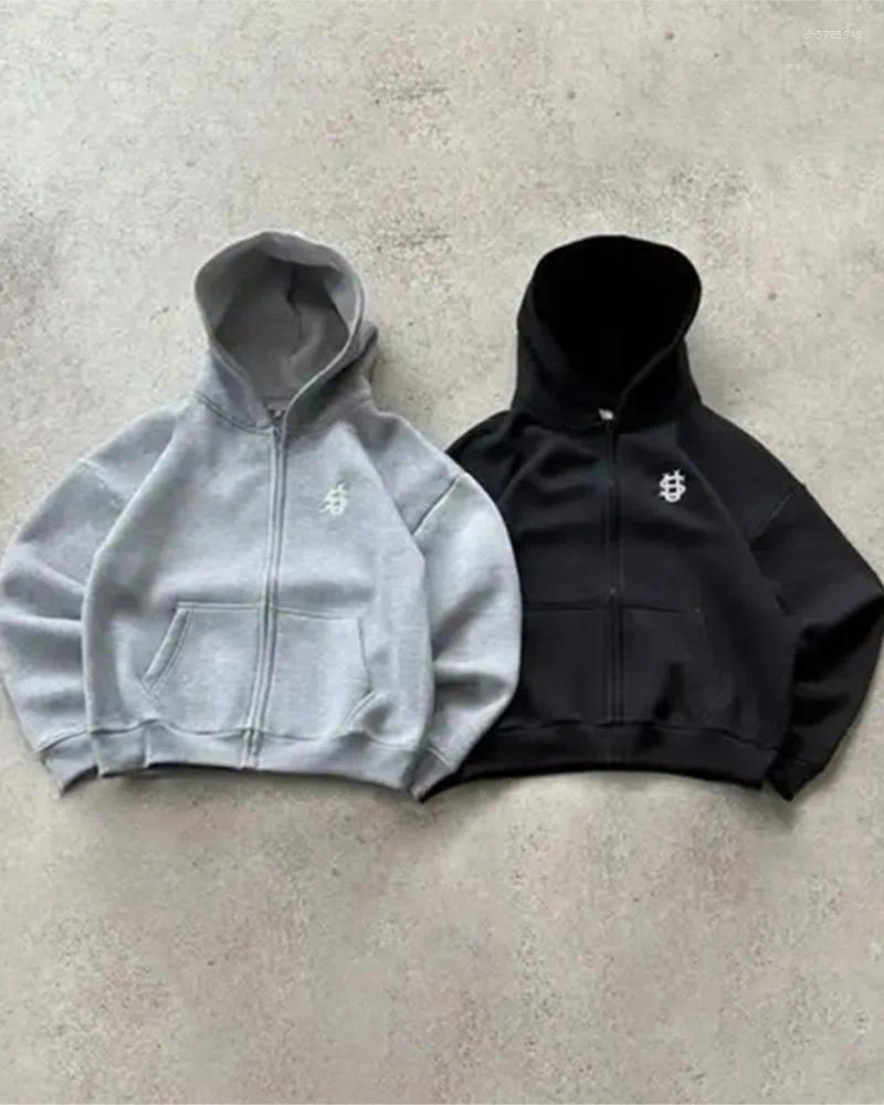 Men's Tracksuits Letter Embroidery Zip Baggy Casual Pants Suit Harajuku Fashion Women Retro Hoodies Couple Sweatshirt Unisex Sweatpants