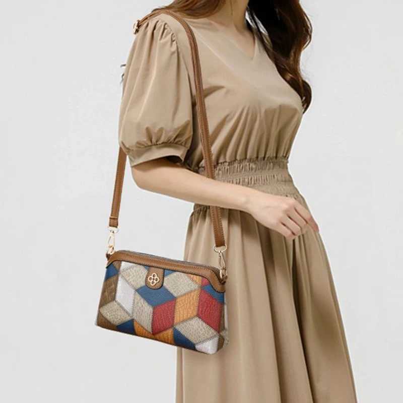 Mens and womens niche ethnic design single shoulder bag patchwork color crossbody bagT251007