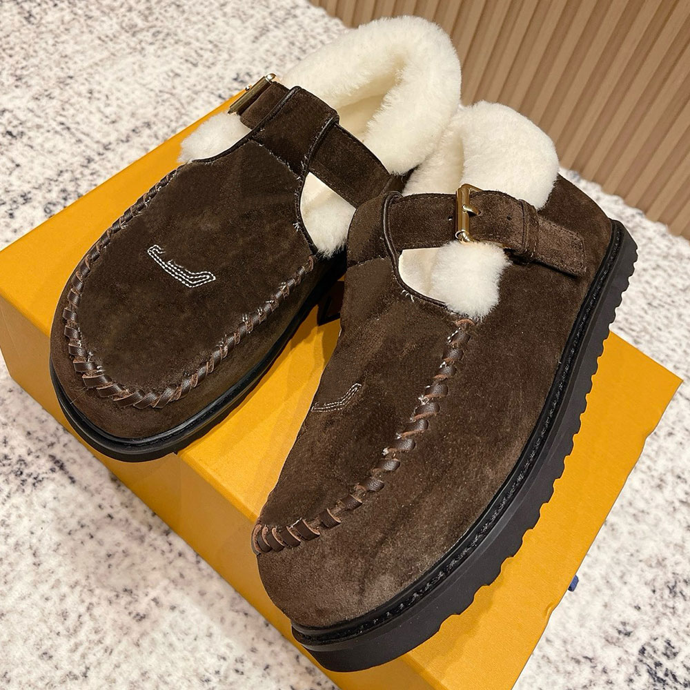 Womens Colorado Comfort Mary Jane loafer designer mary jane NEW Autumn Winter Loafer 1AIGLF Brown embroidered suede calf leather Shearling lining Micro outsole