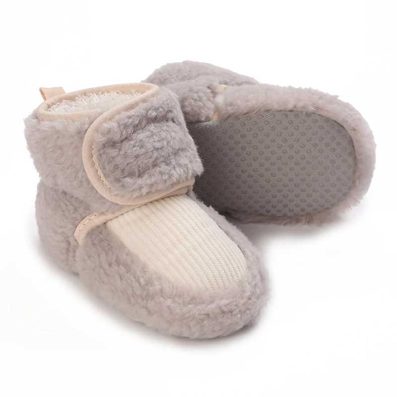 Newborn Baby Autumn And Winter Shoes With Plush Insulation Soft Sole For Learning To Walk Cotton Shoes That Wont Fall Off C251008