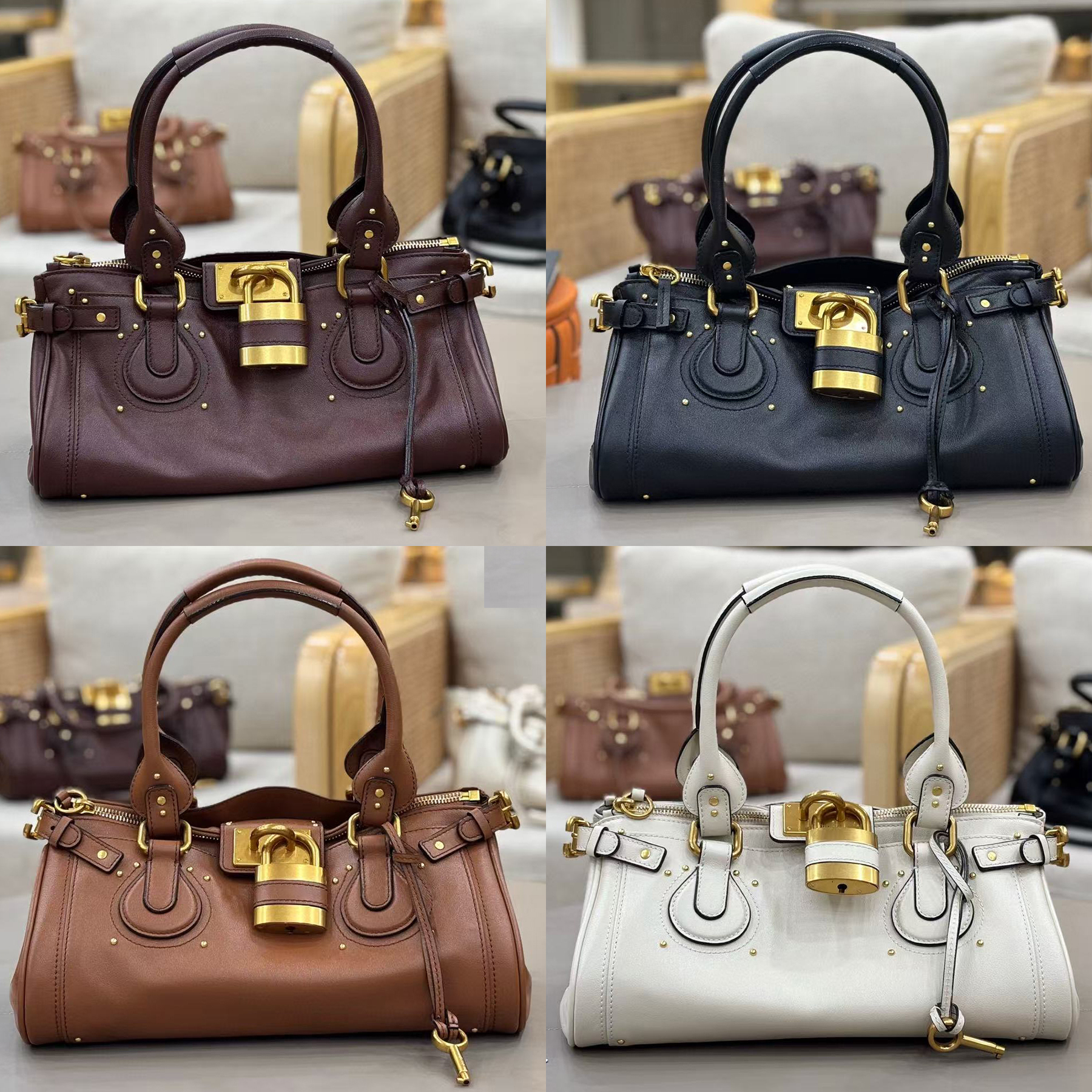 10A quality genuine leather brown black PaddingtonS bag in grained leather designer luxury bag shoulder women handbags