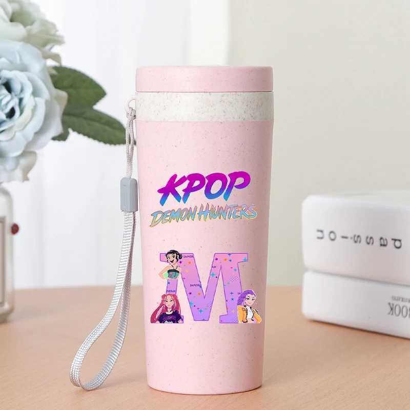 Kpop Demon Hunters Fashion Water Cup for Women Anime Letter Printed Cups Girls Portable Kawaii Water Bottle Students Sports Cup C251008