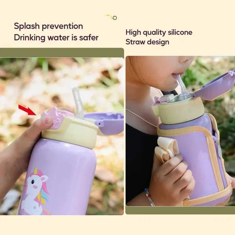 500ml Unicorn Kids Thermos Bottle Cute Childrens Thermal Water Bottle Stainless Steel Thermos Mug For Kids Portable Water Cup C251008