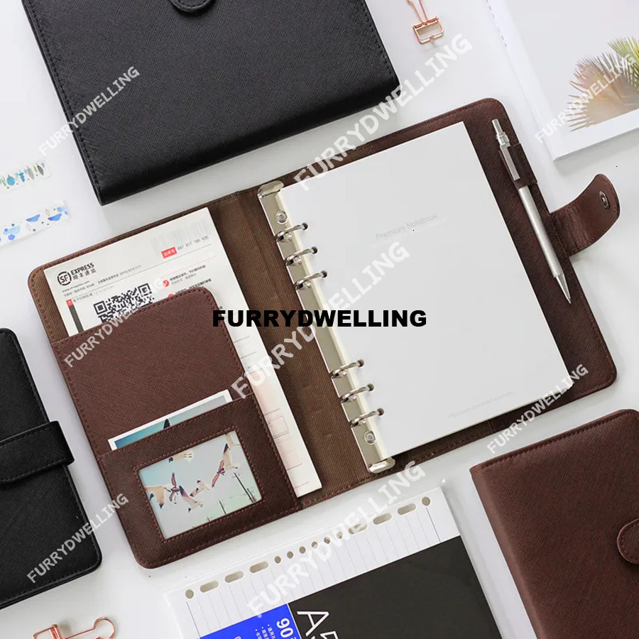 Wholesale Notepads Brown Planner Dwe74 Black Portable Loose-Leaf Detachable Buckle Ring Thick A5 Business Notebook Stationery Office A6 Workbook 230826