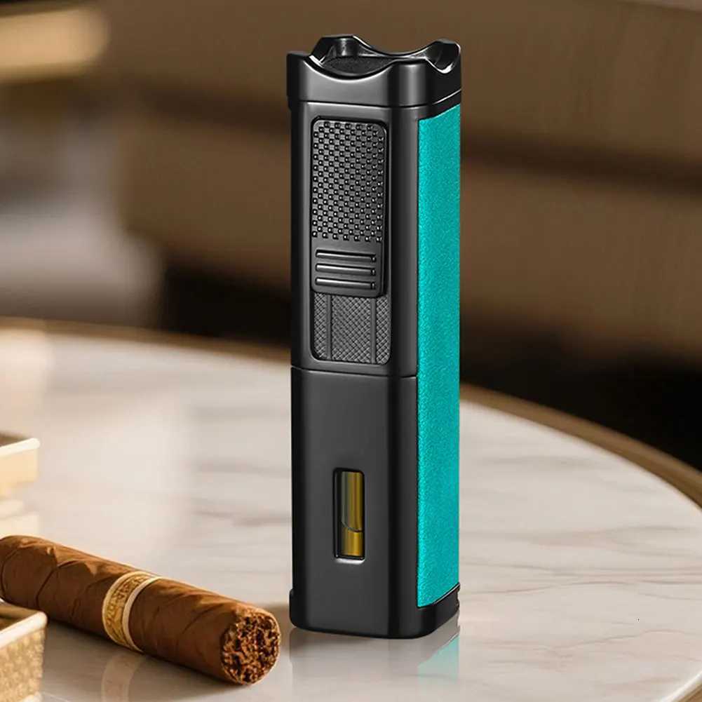 TripleJet Flame Windproof Butane Lighter Men Cigars Lighters with Cigars Cutter Cigars Present for Men Y251008