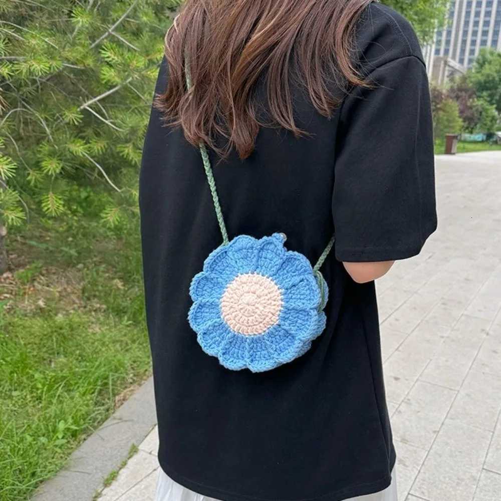 Casual Knitted Sun Flower Weave Bag Bohemian Crochet Flower Shoulder Bag Storage Bag Romantic Beach Crossbody Bag StreetT251007