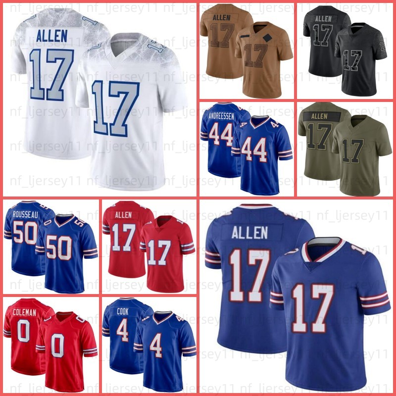 17 Josh Allen Joey Bosa Football Jersey Keon Coleman Dalton Kincaid Khalil Shakir Dawson Knox Matt Milano James Cook Ray Davis Cole Bishop Christian Benford Jim Kelly