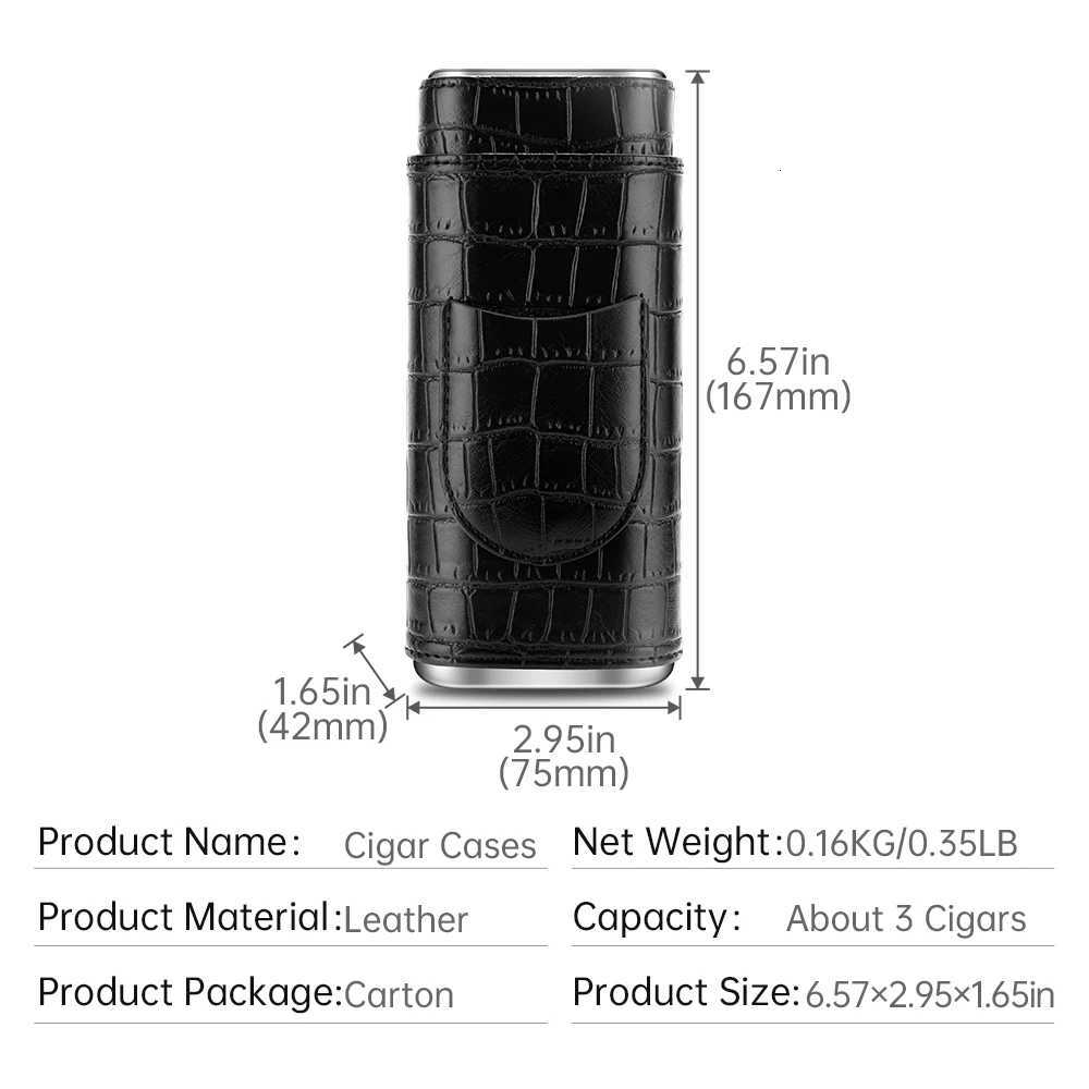 3pack Cigar Case Luxury Portable Leather Holder Box Storage with Stainless Steel Sharp Cigar Cutter Smoking Accessories CH24FA Y251008