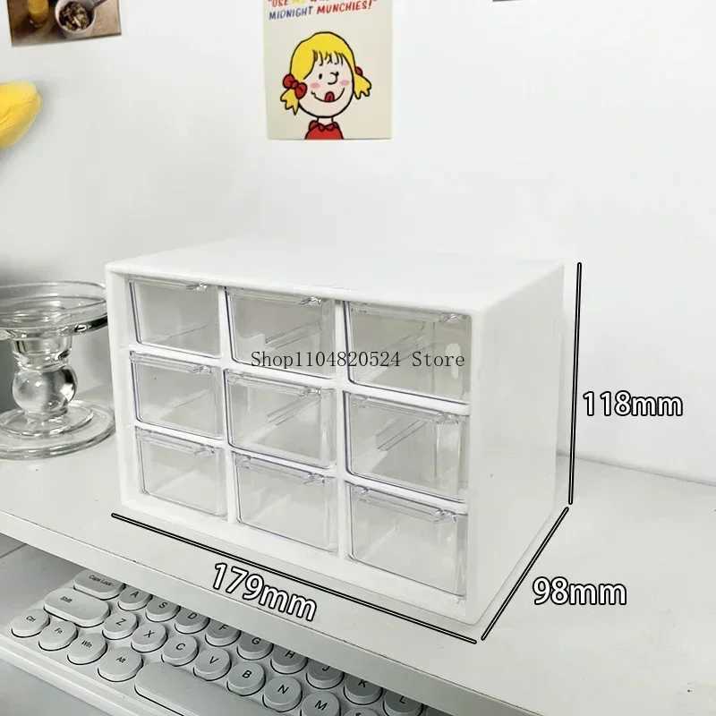 esktop Transparent 9Grid Storage Box Organizer Small Drawer Partitioned WallMounted Sundries Organizer for Student Desk Cute C251008