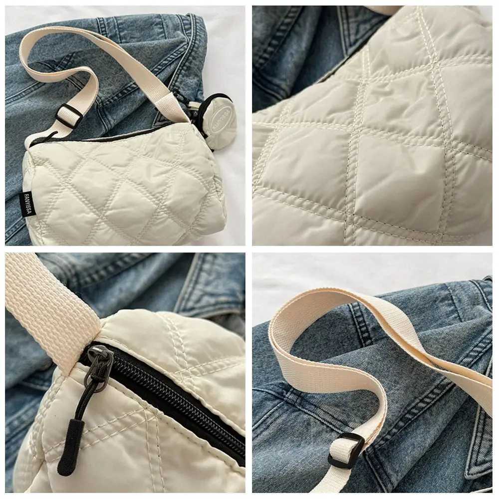 Simple Down Puffy Cotton Padded Quilted Shoulder Bags Puffy Solid Color Commute Bags Messenger Bag Women GirlsT251007