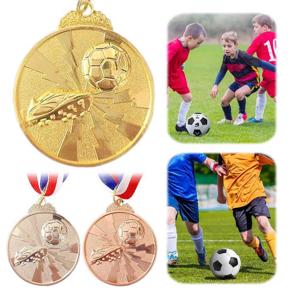 Soccer Medals Zinc Alloy Football Medals 2 Inch Sports Medals with Neck Ribbon for Sports Cpetitions Celebration Y251008