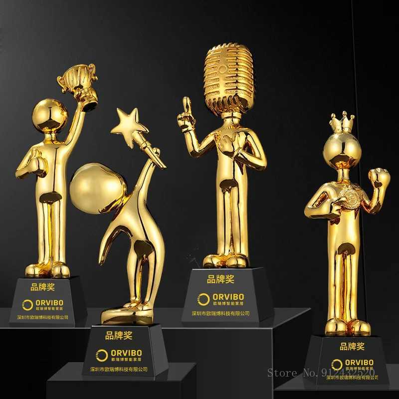 Creative Cartoon Character SingingTrophy ResinCraft Souvenir Student Trophy Crown Microphone and Speech Decorations forHe Y251008