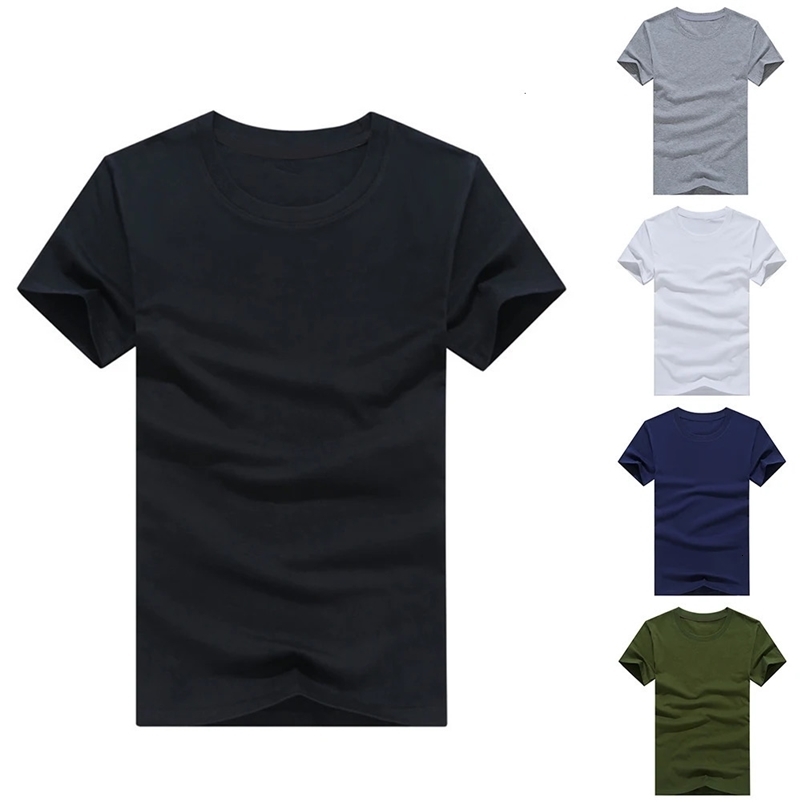 Casual Style Plain Solid Color Mens T-shirts Cotton Regular Fit T-shirts Summer Tops Tee Shirts Basic Man Clothing 5XL 240126CJ
