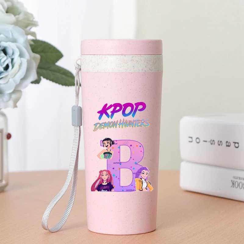 Kpop Demon Hunters Fashion Water Cup for Women Anime Letter Printed Cups Girls Portable Kawaii Water Bottle Students Sports Cup C251008