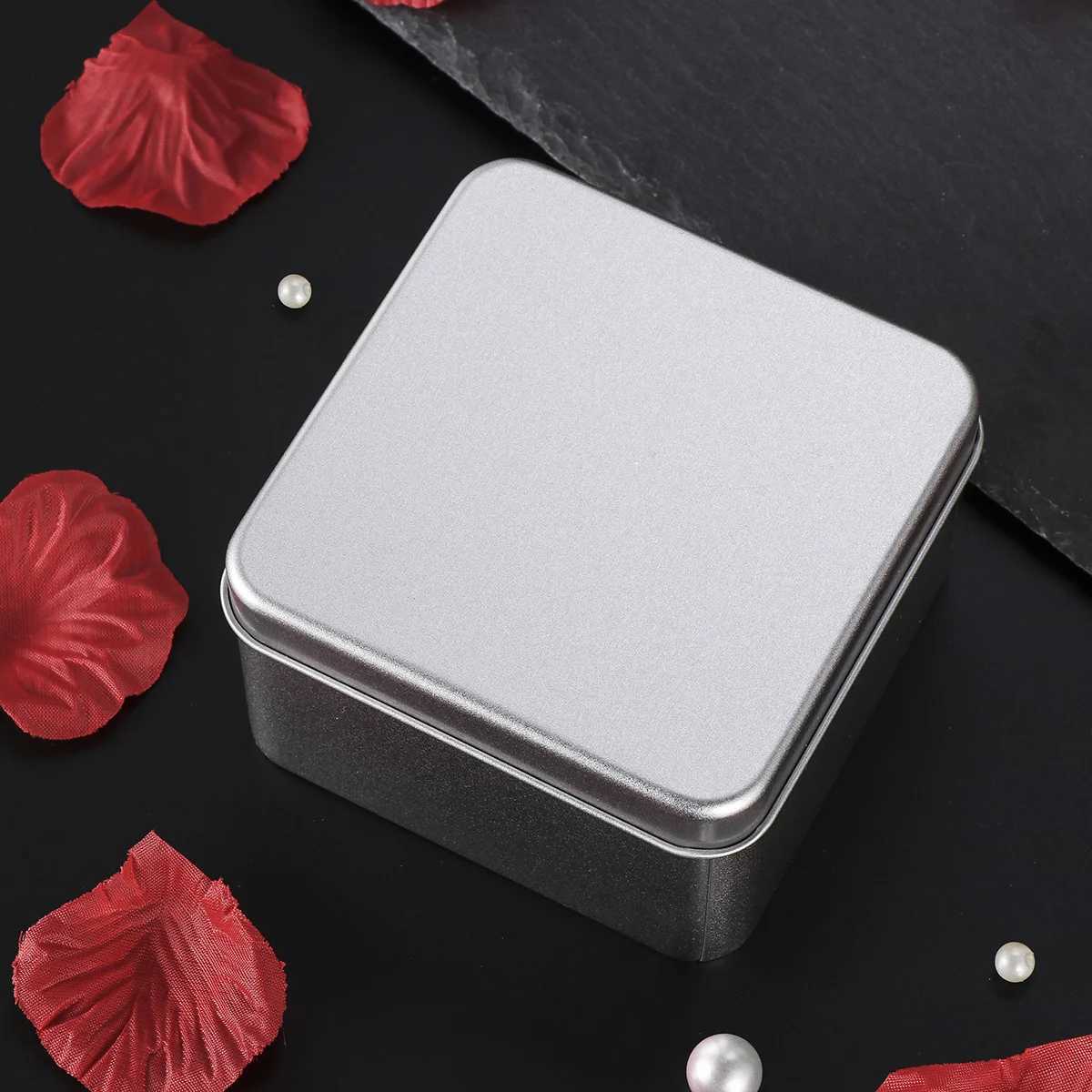 Square 90X90X55Mm Silver Metal Empty Tin For Tea Spices Storage Organizing Gift Wedding Favors Kitchen Organizer Square Empty C251008