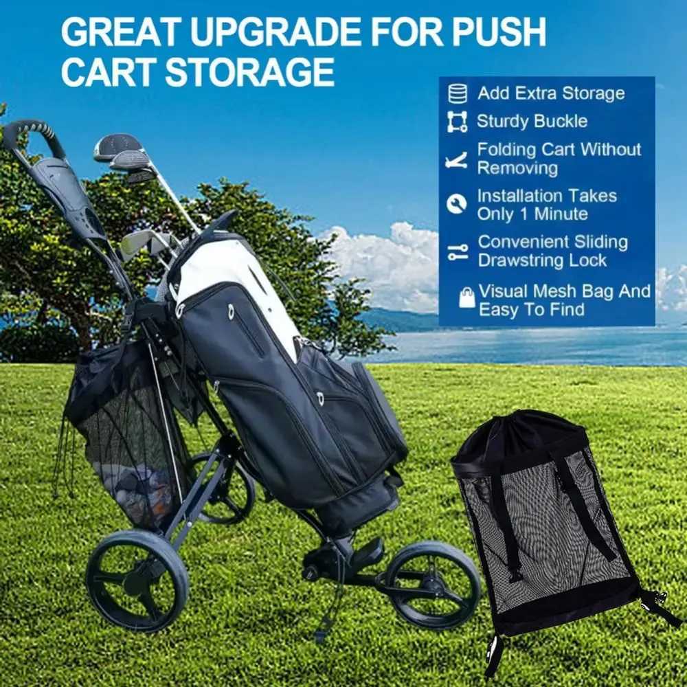 Mesh Bag Golf Cart Storage Bag Cute Practical Nylon Golf Ball Drawstring Pouch Durable Black Golf Ball Container Men Women J251008