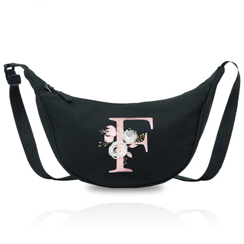 Crossbody Bag Waist Pack Bags Nylon Material Underarm Bag for Women Students Shoulder Cross Body Bags Pink Flower PrintingT251007