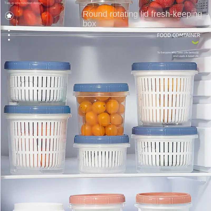 Refrigerator Storage Box Kitchen Food Vegetable Fruit Storage Box Drain Basket Storage Containers Fridge Organizer Storage Box C251008