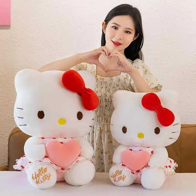 Sanrio New Cartoon Anime Sheer Dress Hello Kitty Plush Doll Big Cute Room Decoration Plush Toy Sleeping Pillow Kawaii Soft Toy L251008