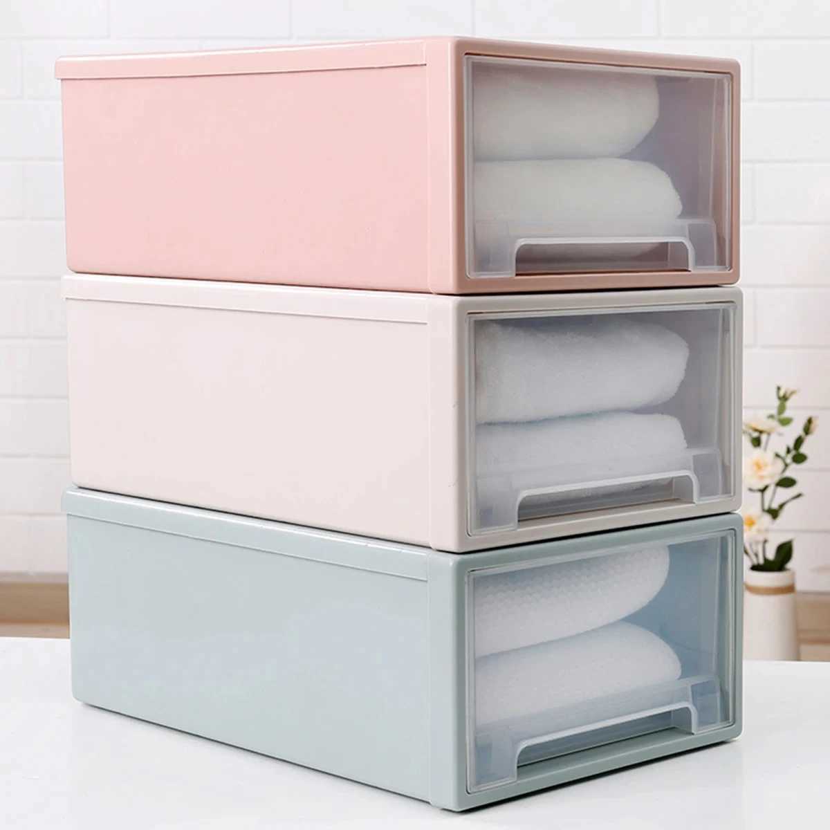 Plastic Transparent Storage Drawer Box Wardrobe Clothing Storage Box Clothes Storage Box Quilt Storage Drawer Type Organizer Box C251008
