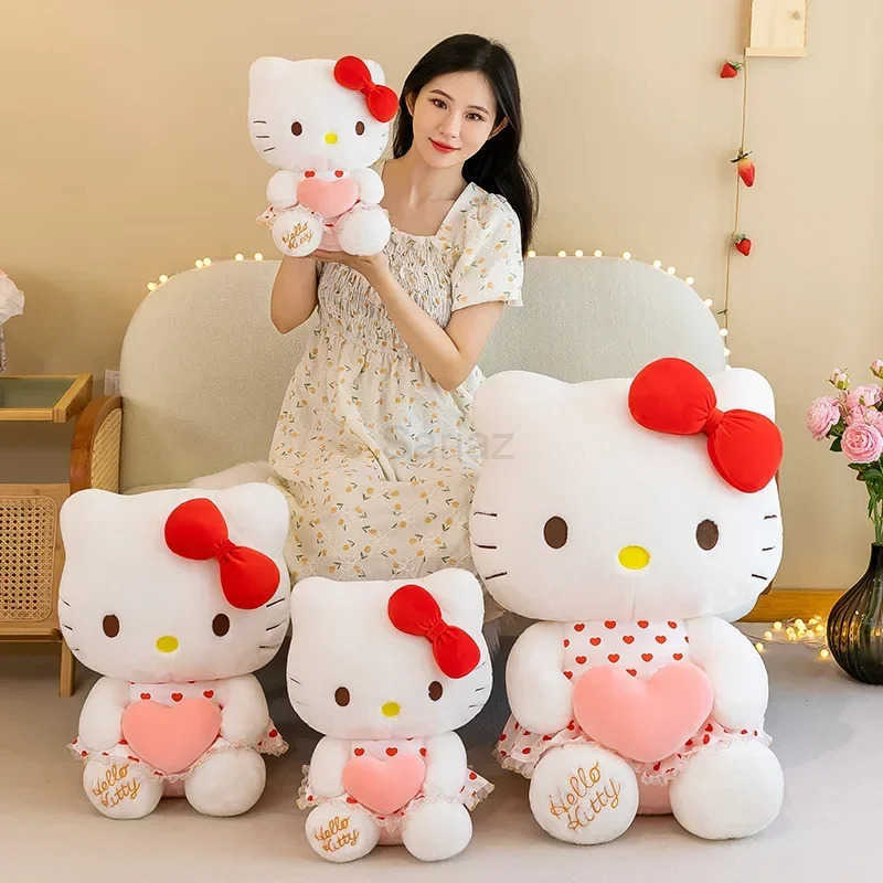 Sanrio New Cartoon Anime Sheer Dress Hello Kitty Plush Doll Big Cute Room Decoration Plush Toy Sleeping Pillow Kawaii Soft Toy L251008