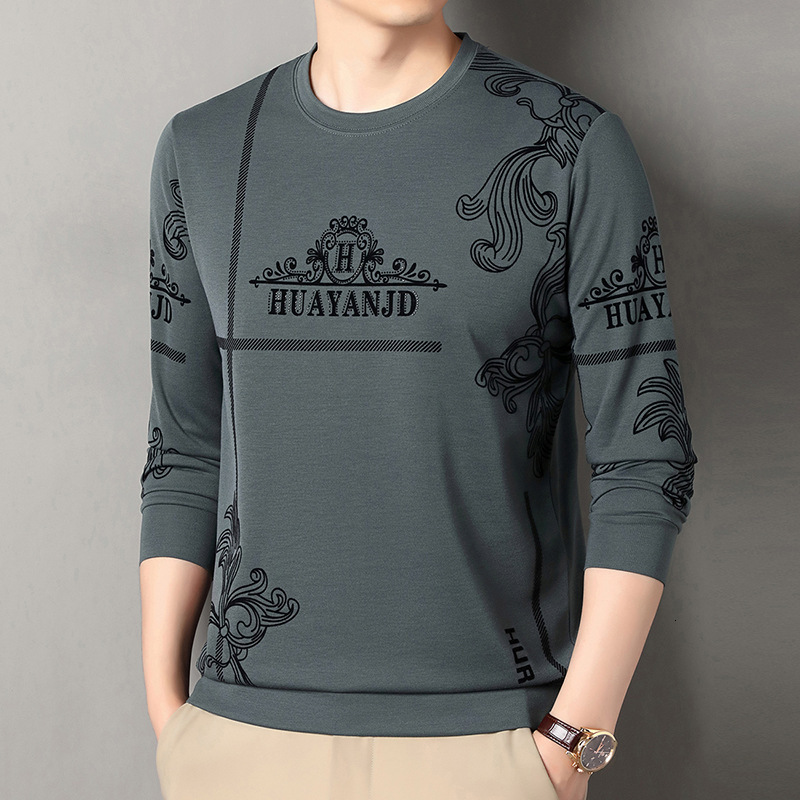 Autumn Winter Men's Fleece Feel Breathable New T-shirt Designer Hoodie Round Neck Short Sleeve High-quality Long Polo Sleeve Base Sweatshirt Designer Shirt For Men