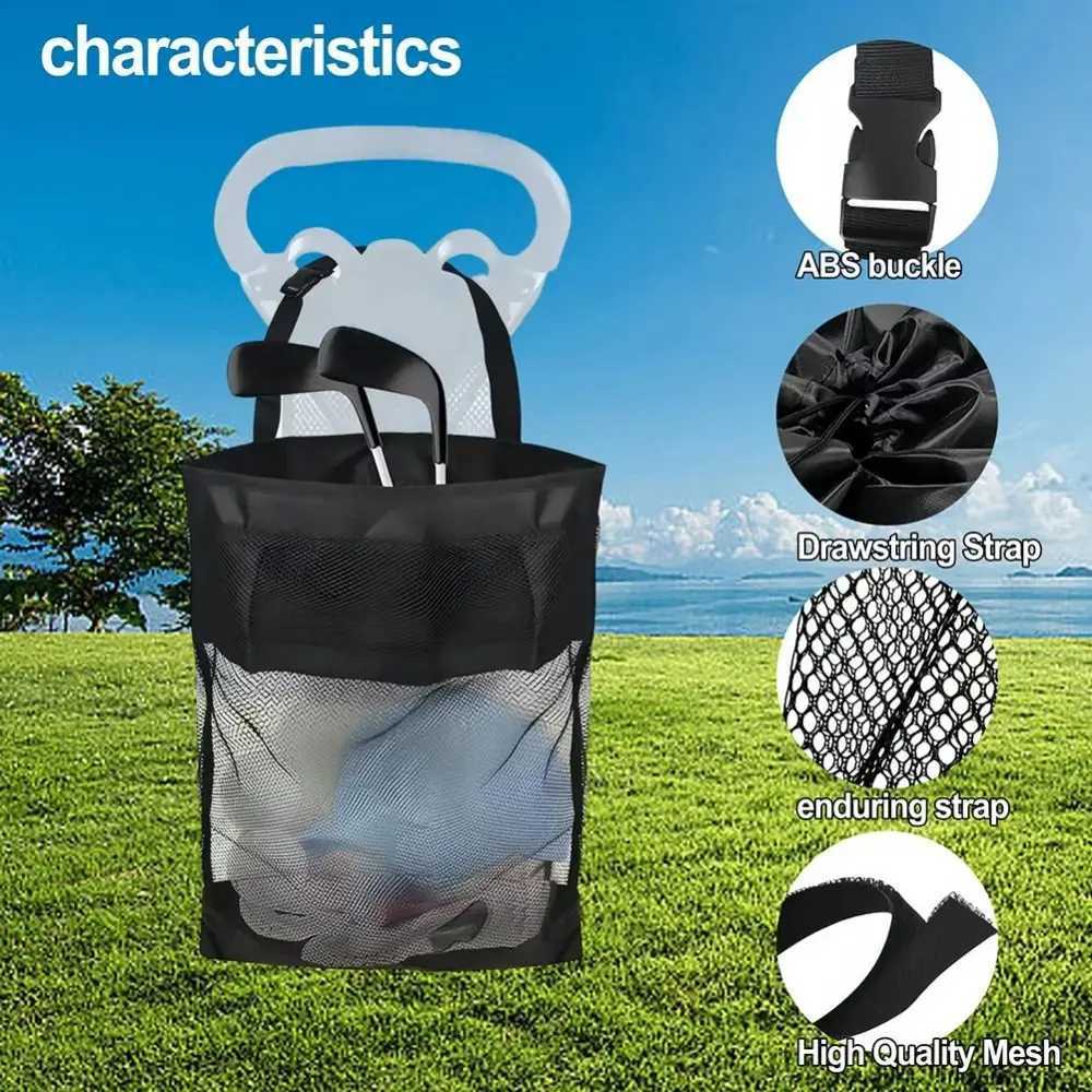 Mesh Bag Golf Cart Storage Bag Cute Practical Nylon Golf Ball Drawstring Pouch Durable Black Golf Ball Container Men Women J251008