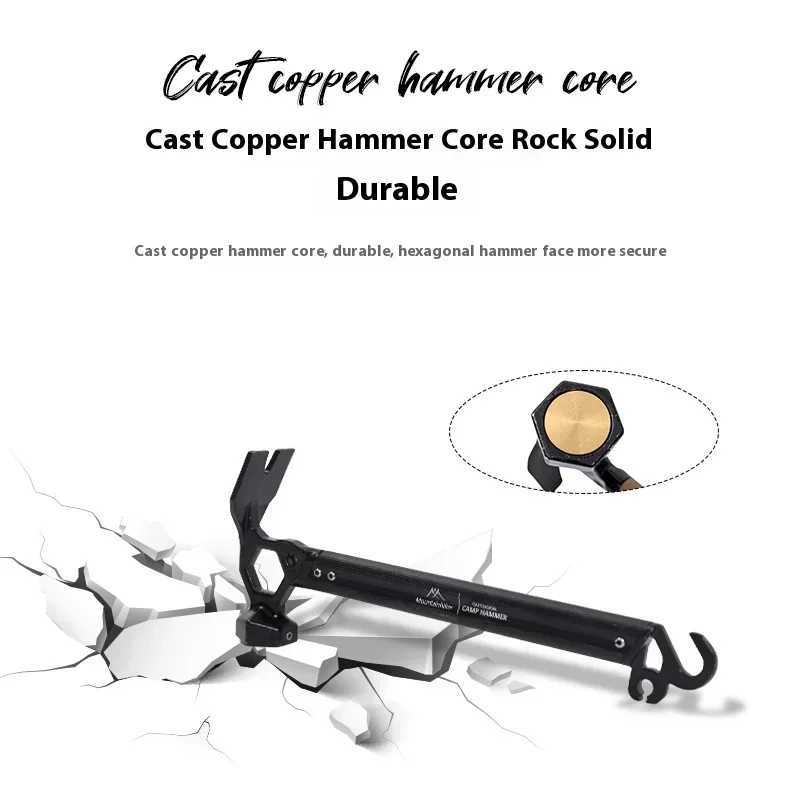 Mountainhiker Multifunctional Aluminum Alloy Tent Nail Hammer Portable Outdoor Camping Mountaineering Horn Hammer J251121